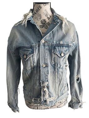 Denim & Supply Ralph Lauren Light Blue Distressed Denim Jacket Medium